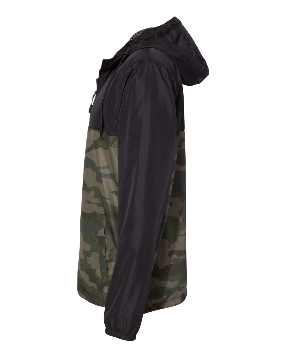 AF Waterfowl Camo and Black Lightweight Full Zip Pullover Windbreaker Jacket - Water Resistant